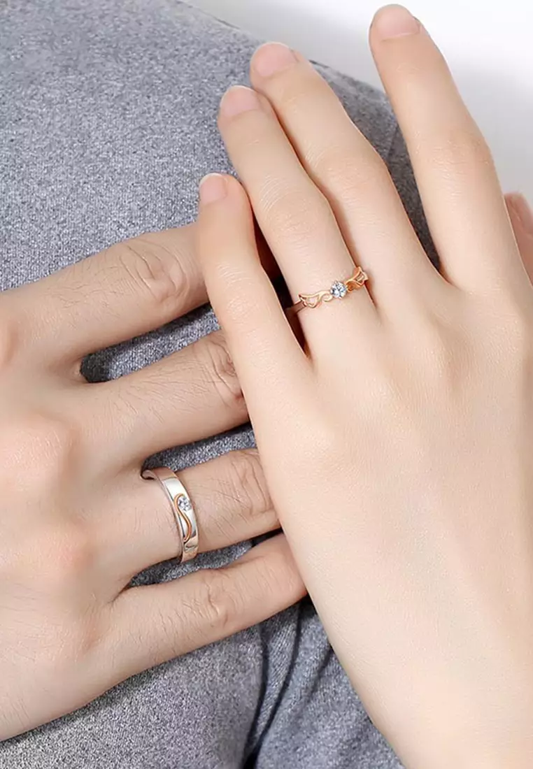 Cincin Couple Original Angel Wings Design Korea Fashion Perhiasan Hadiah Cincin Wanita Pria