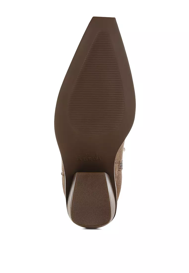 High Ankle Microfiber Chelsea Boots In Beige