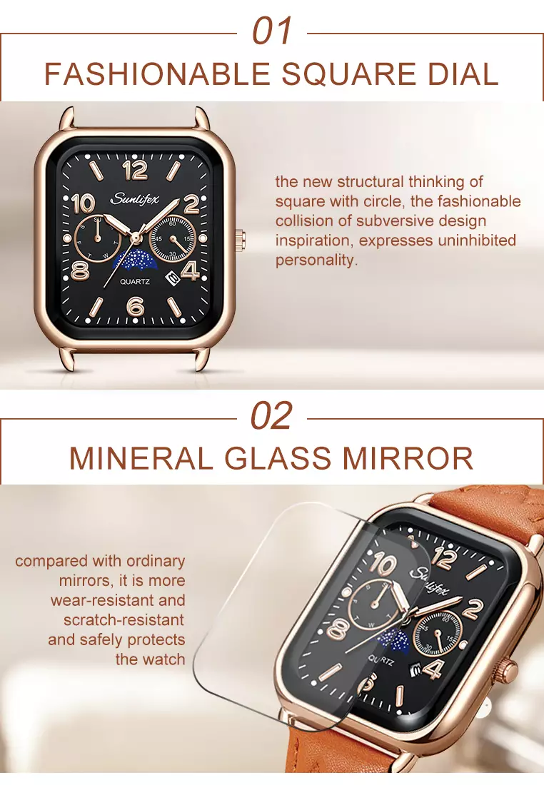 Jam Tangan Wanita Korean Kasual Mode Tali Kulit Kuarsa Jam Tangan Cewek Original brownblack