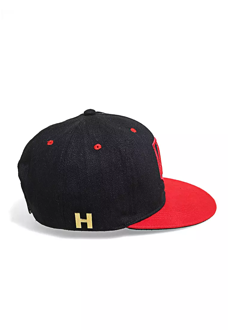 Gemp Topi Snapback Aksesoris Fashion Pria Wanita Bordir Huruf A Resizable Strap Material Rafel ORIGINAL - Black Red