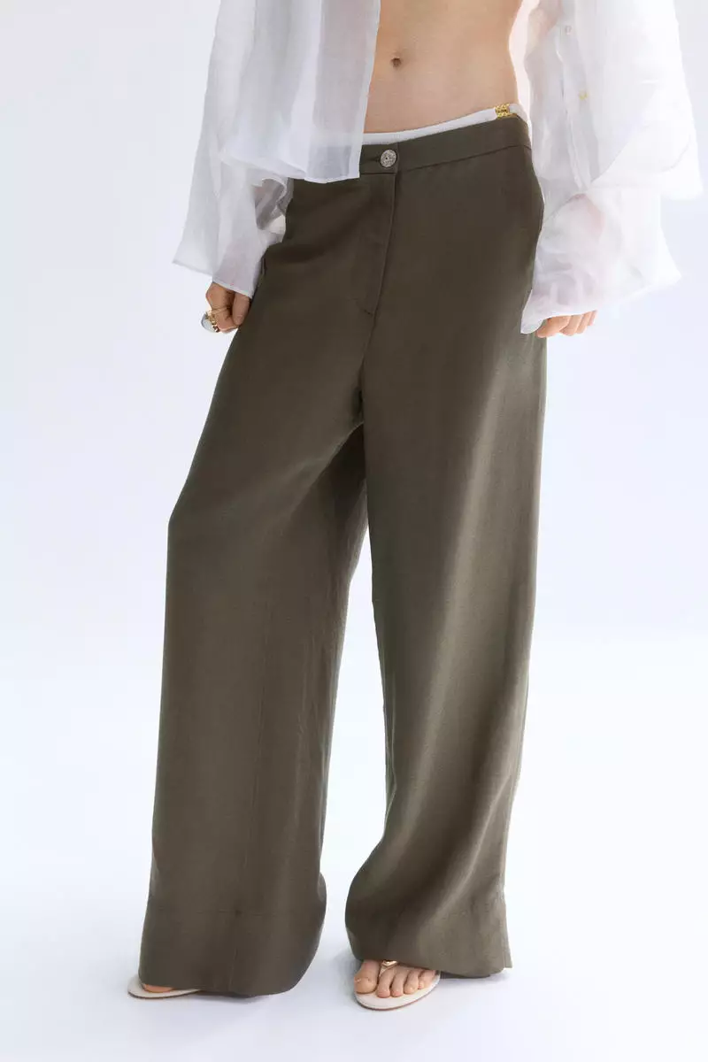 Linen-blend trousers