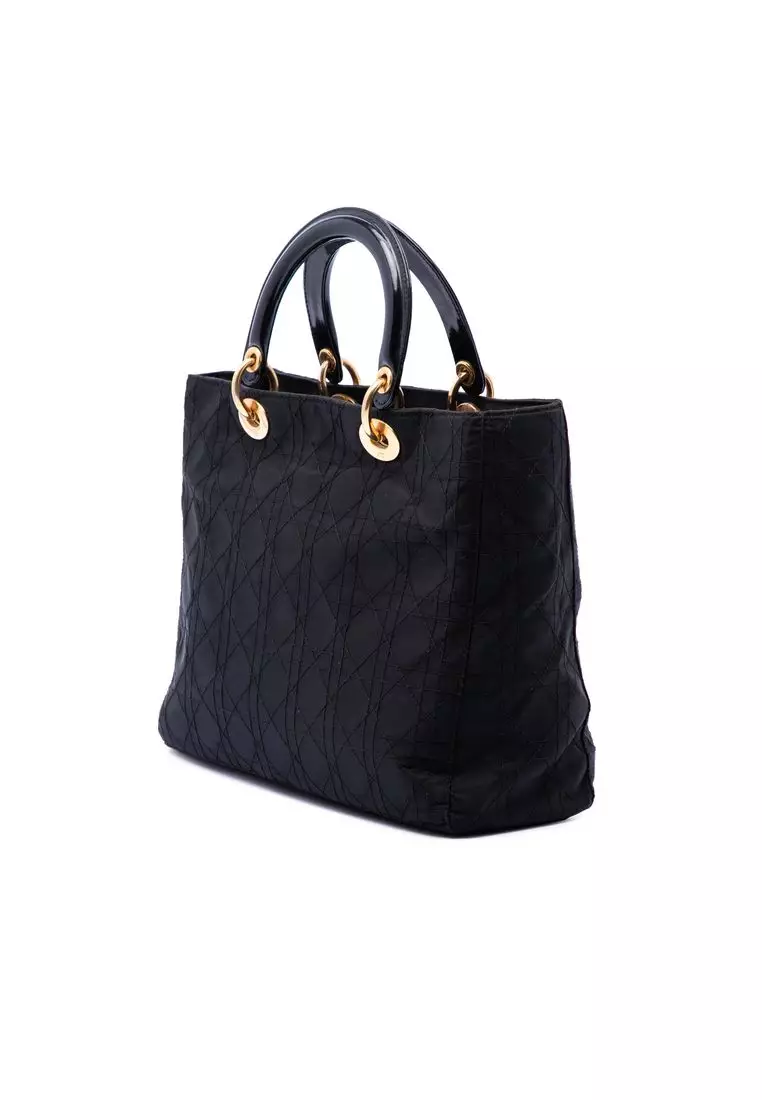 Pre-Loved Dior Large Nylon Cannage Lady Dior