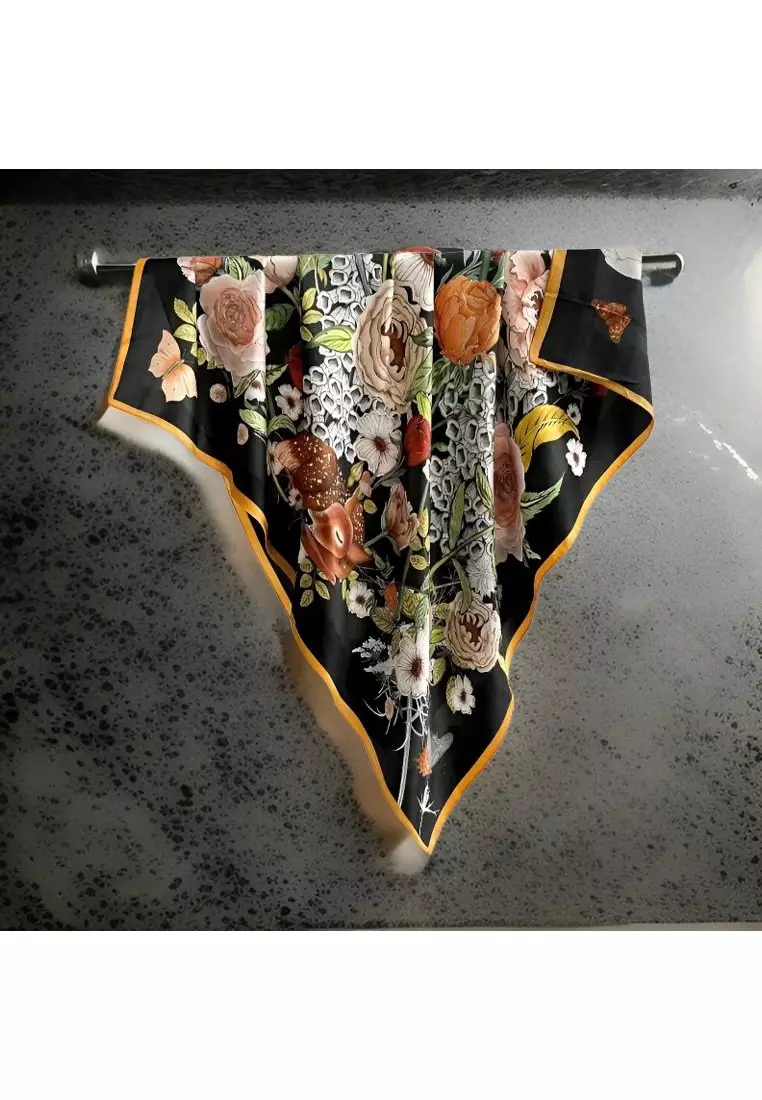 Luxury Silk Ladies' Large Scarf, Sun-Proof Crepe Satin, Premium Souvenir.