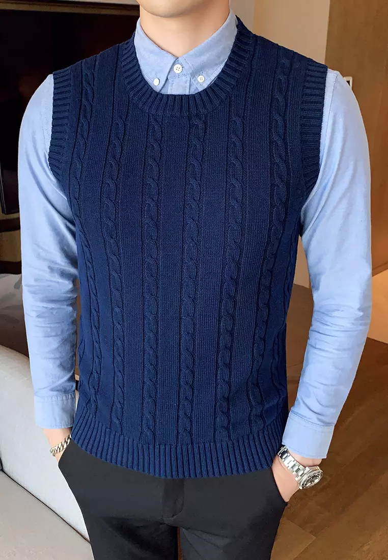 Round Neck Jacquard Knitted Vest XH1960