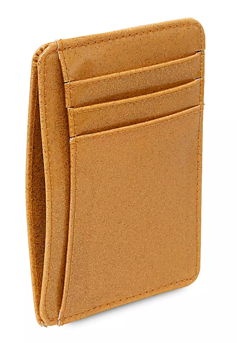 Card Holder Motif Glitter Dompet Wanita Detail 4 Slot Kartu - Coklat