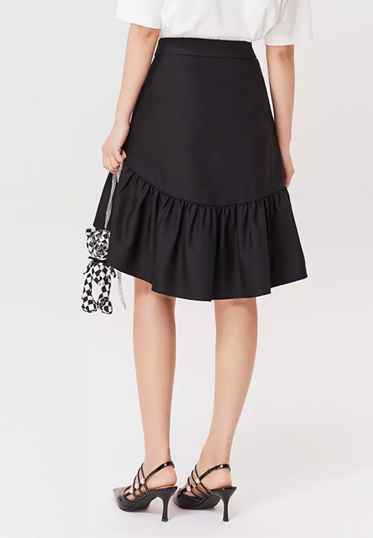 Asymmetrical Ruffle Midi Skirt