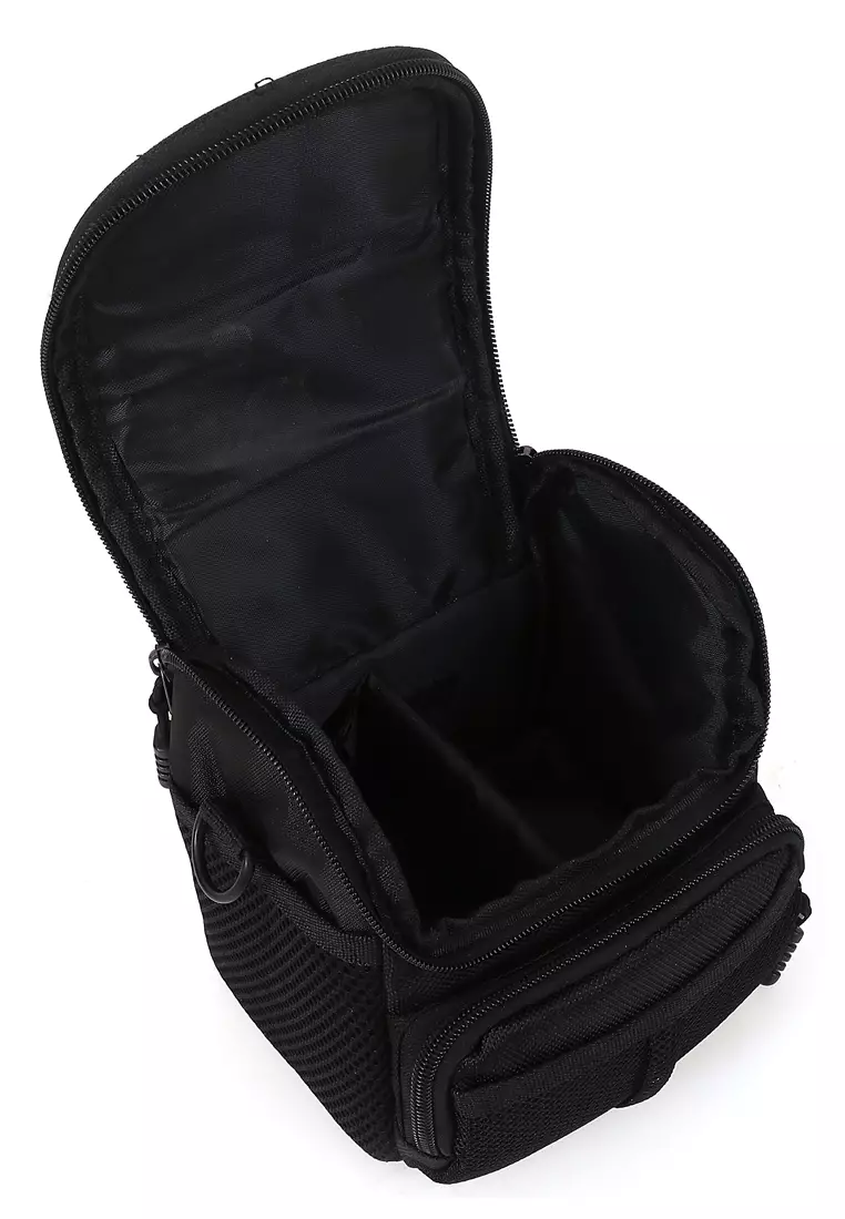 Eunh Tas Selempang Kamera DSLR for Canon Nikon Many Slot Material Nylon ORIGINAL - Black