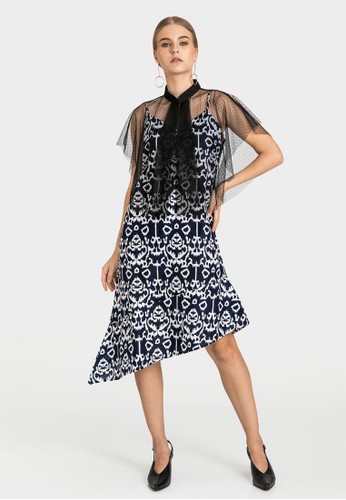 Jual WARANGKA BATIK  July Asymmetric Tulle Dress  in Navy 