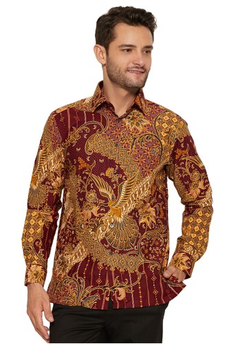 Jual Alisan Alisan Kemeja Batik Reguler Lengan Panjang Merah Original Zalora Indonesia