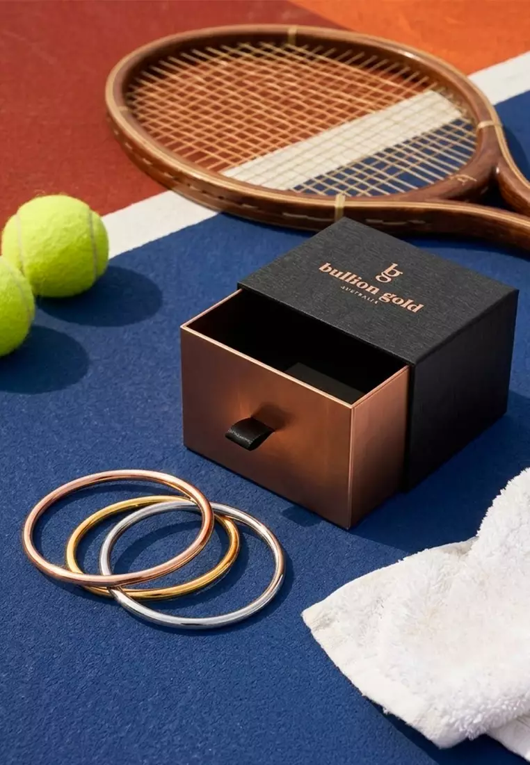 Solid Golf Bangle 3mm Rhodium Layered - 65 mm