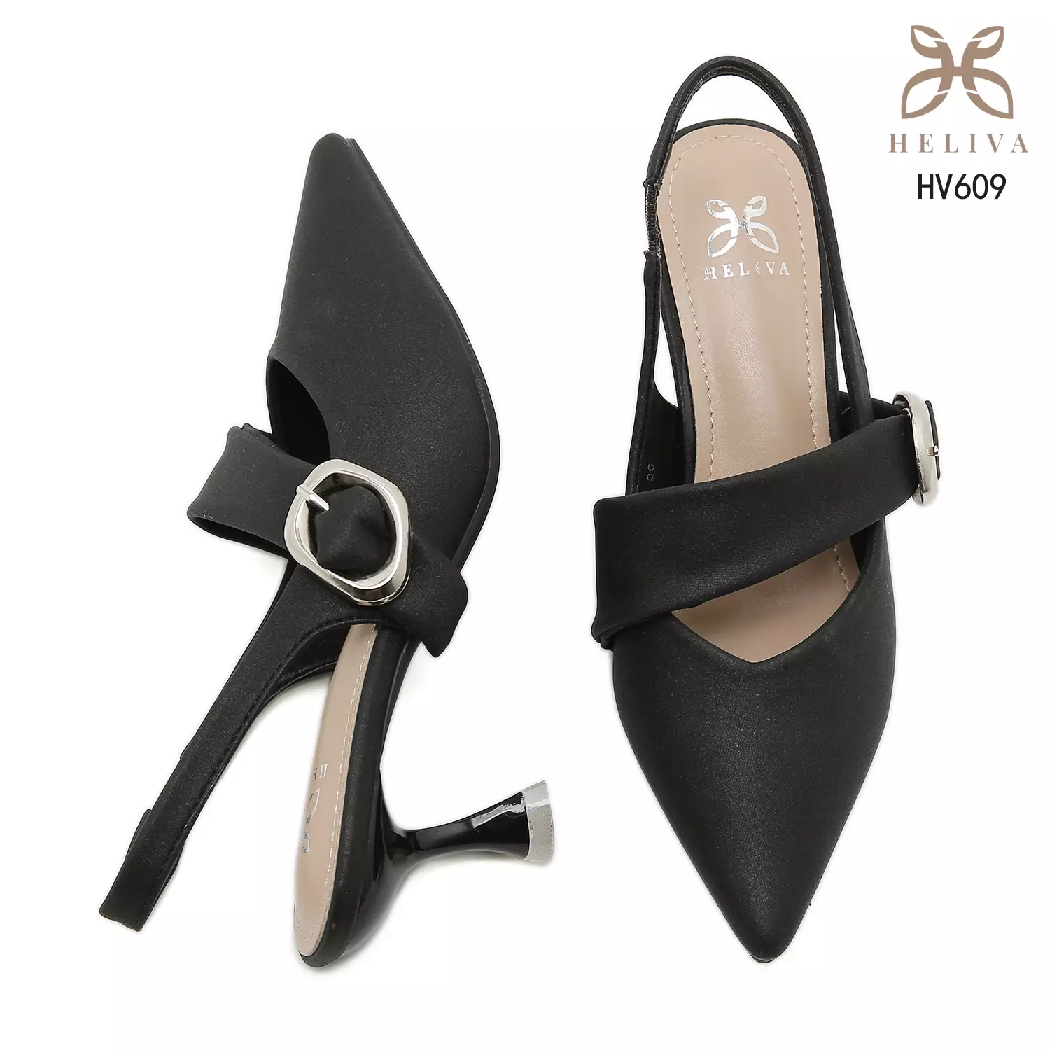 HELIVA LORELIA 6cm Slingback Heels Minimal Buckle Accent & Refined Pointed Toe HV609