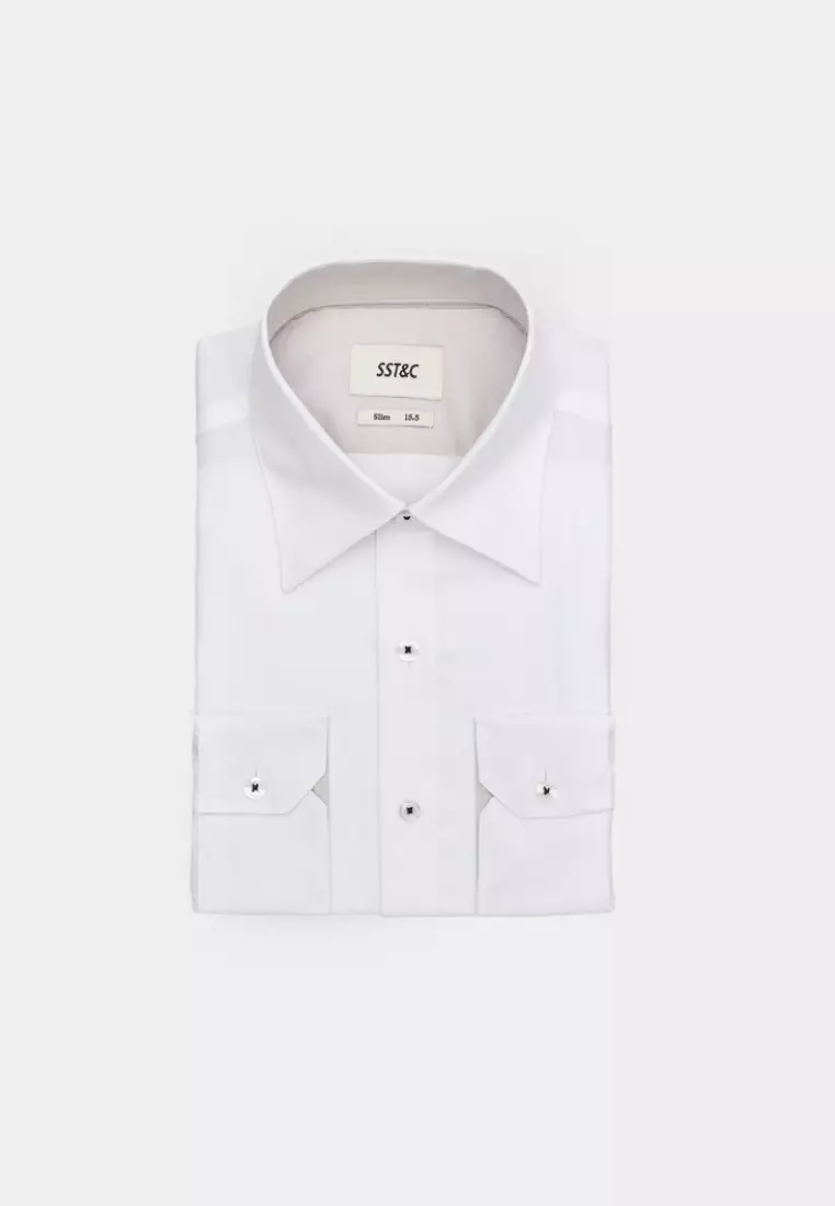 White Texture Slim Fit Shirt