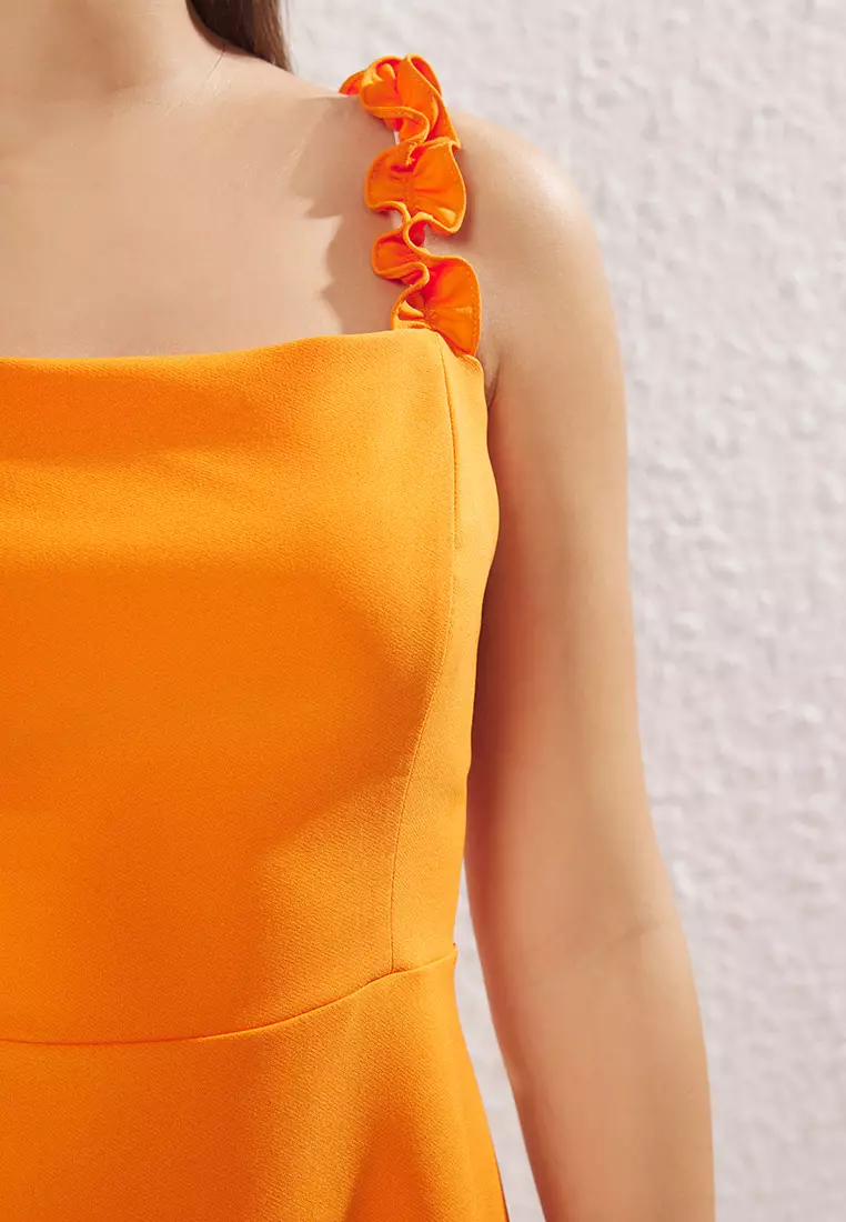 Ruffle Detailed A-Line Mini Woven Dress