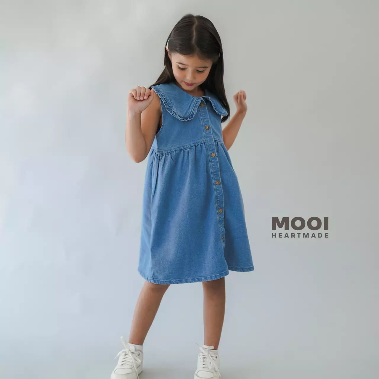 Mooi Dress Jeans Anak Kara Denim Dress - Light Blue