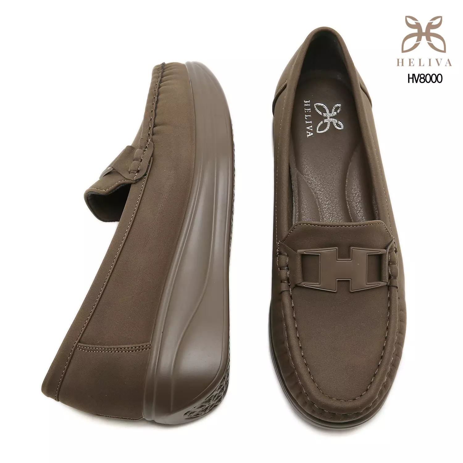 HELIVA HILARY Minimalist H-Accent Wedge Loafers for Women HV8000