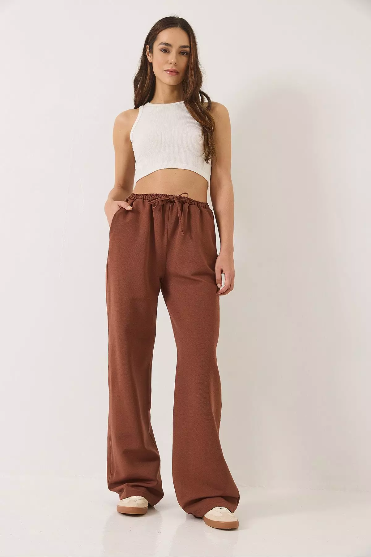 Jual Bianco Lucci Women's Elastic Waist Pocket Detailed Palazzo