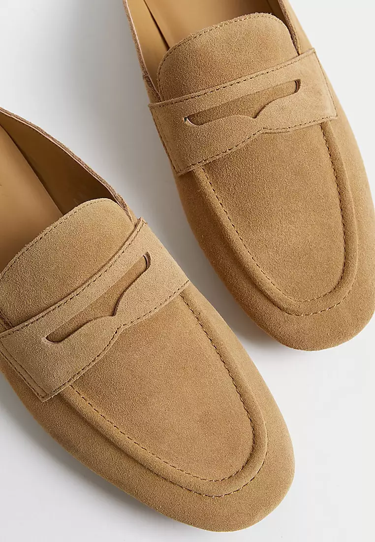 Suede Slip On Flat Mules