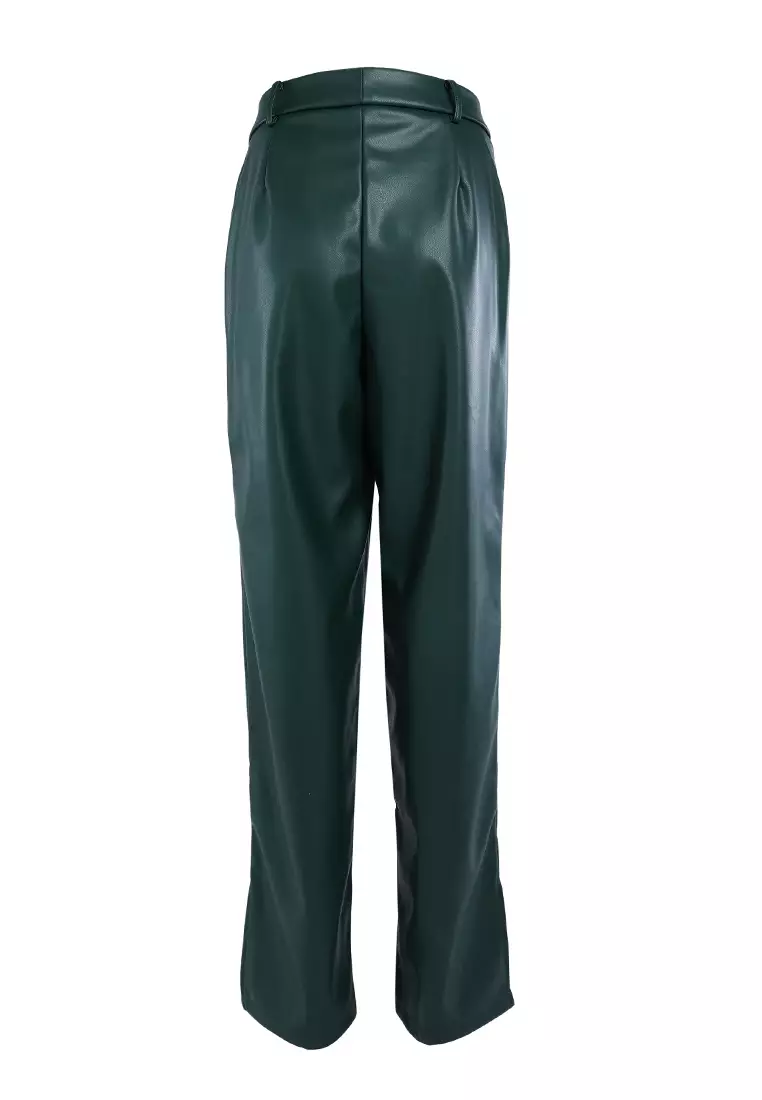 Bottle Green Ladies Straight Trousers