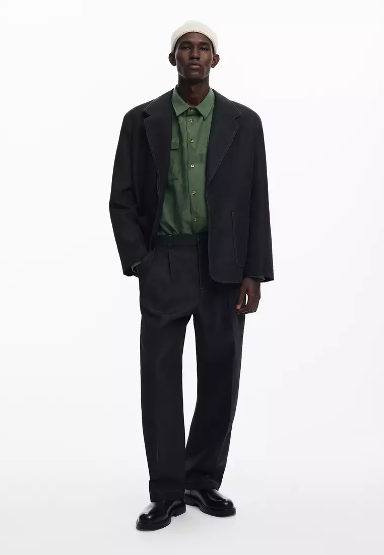 Blazer with contrast stitching