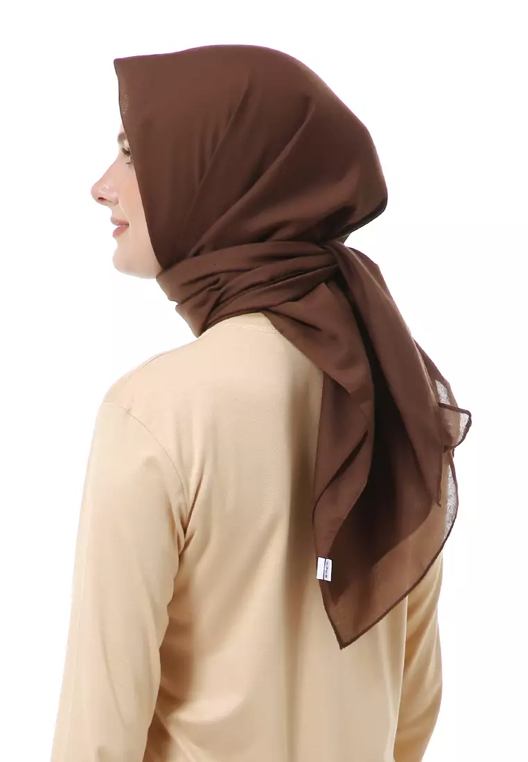 Vierra Jilbab Segiempat Paris Polos Premium Best Style - Dark Brown