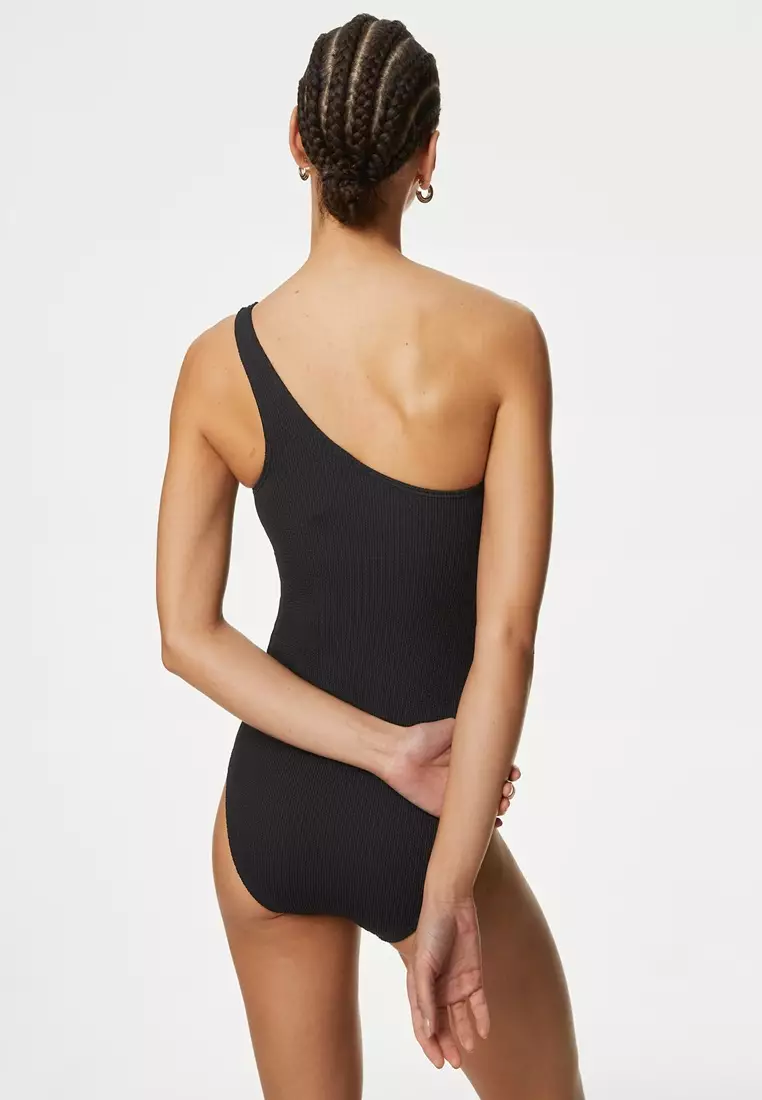 Textured One Shoulder Swimsuit