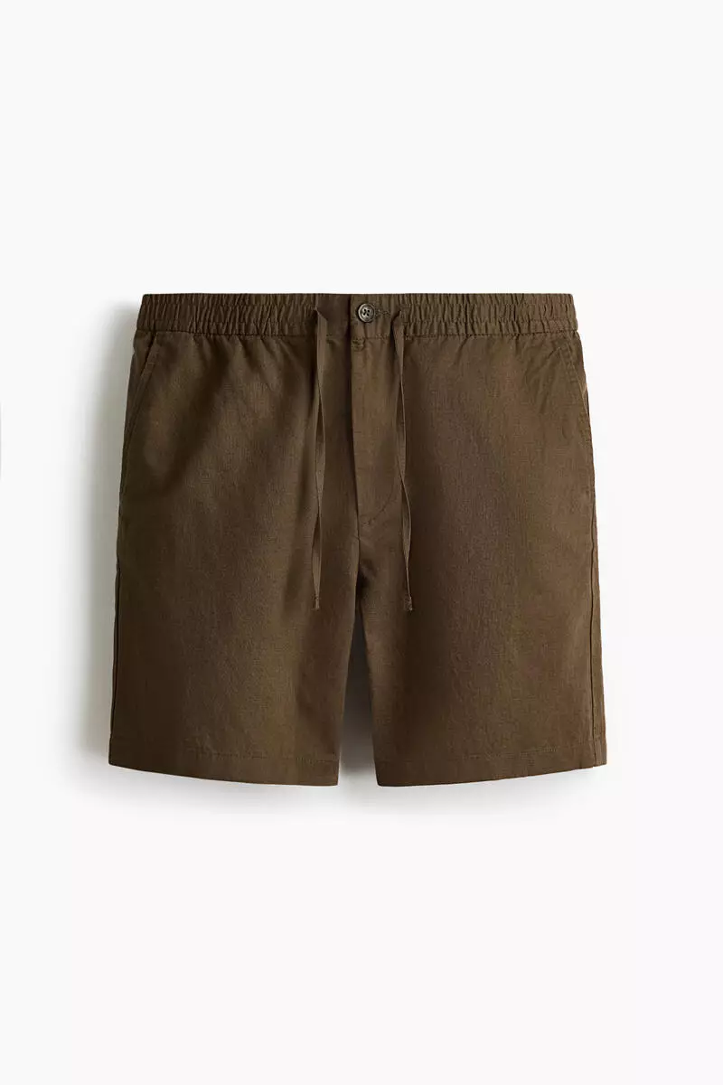 Regular Fit Linen-blend shorts