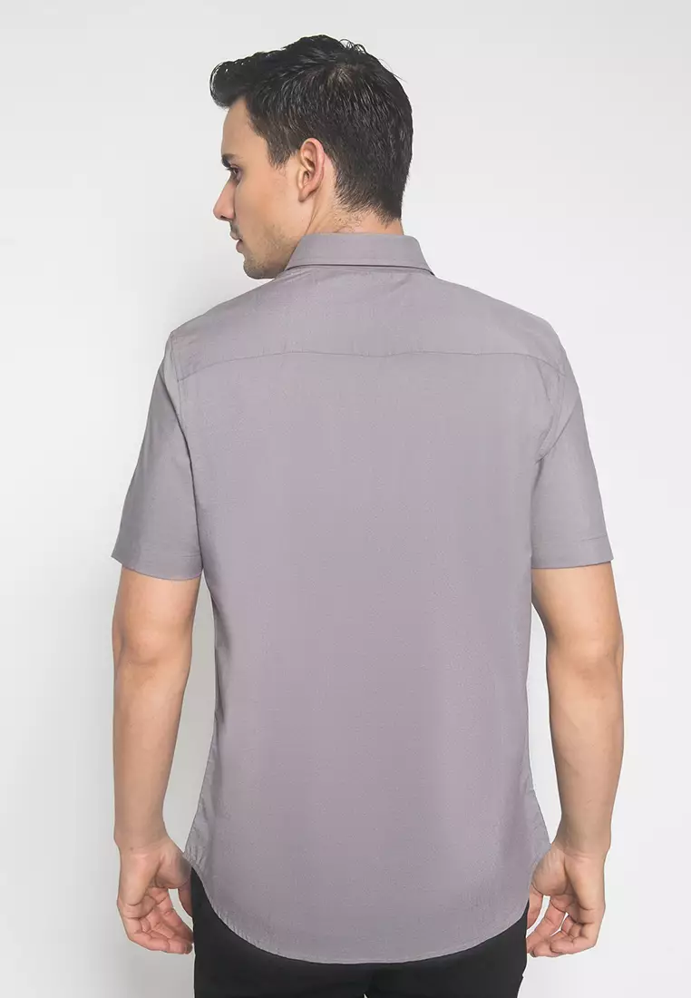 Johnwin - Kemeja Formal - Kemeja Lengan Pendek - Kemeja Pria - Grey - FSH.650.K392.864.C S/S