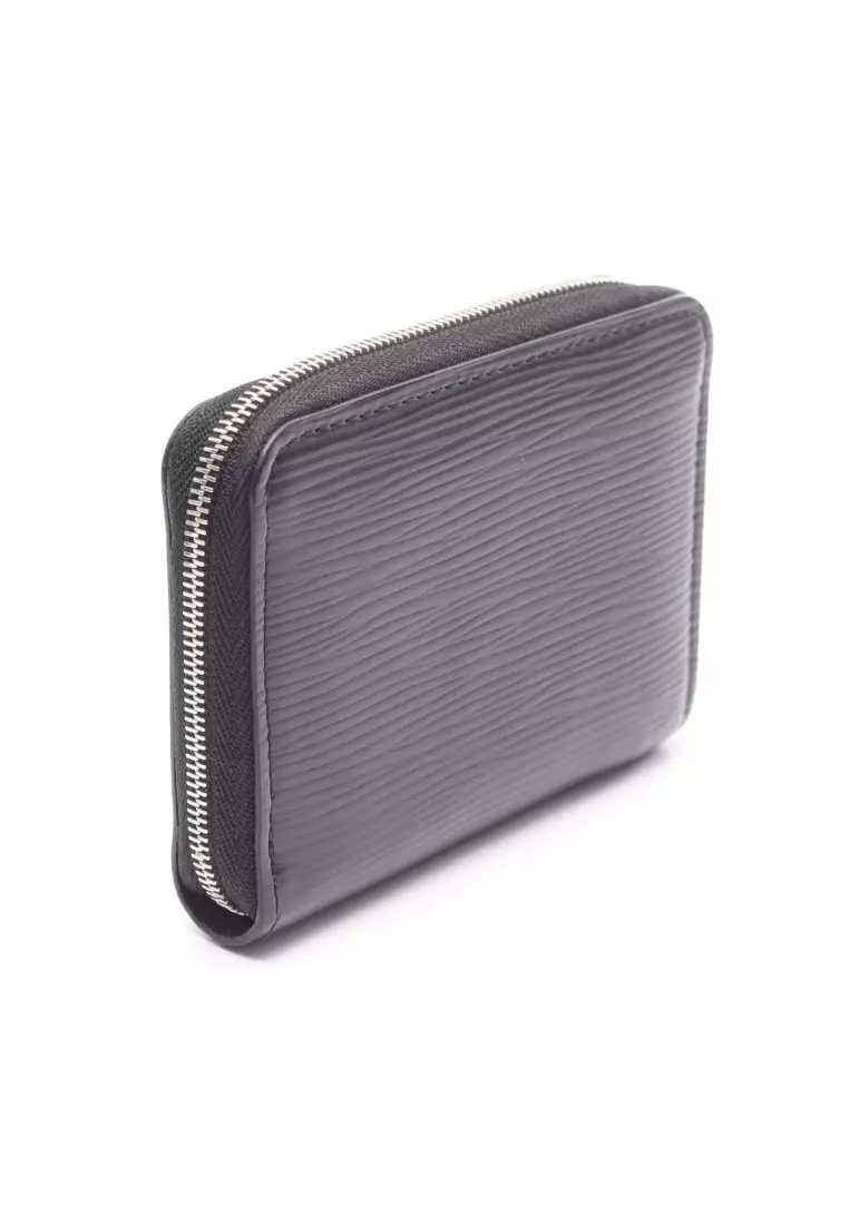 Pre-Loved Louis Vuitton zippy coin purse Epi Noir card case coin purse leather black