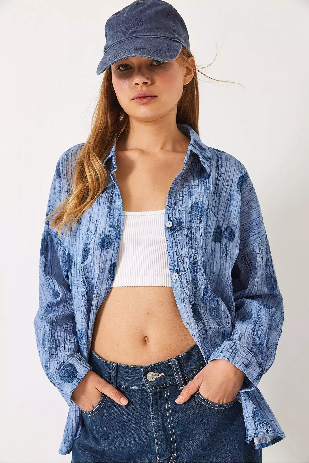 Women's Off Shoulder Print Oversize Shirt 60398 60271063