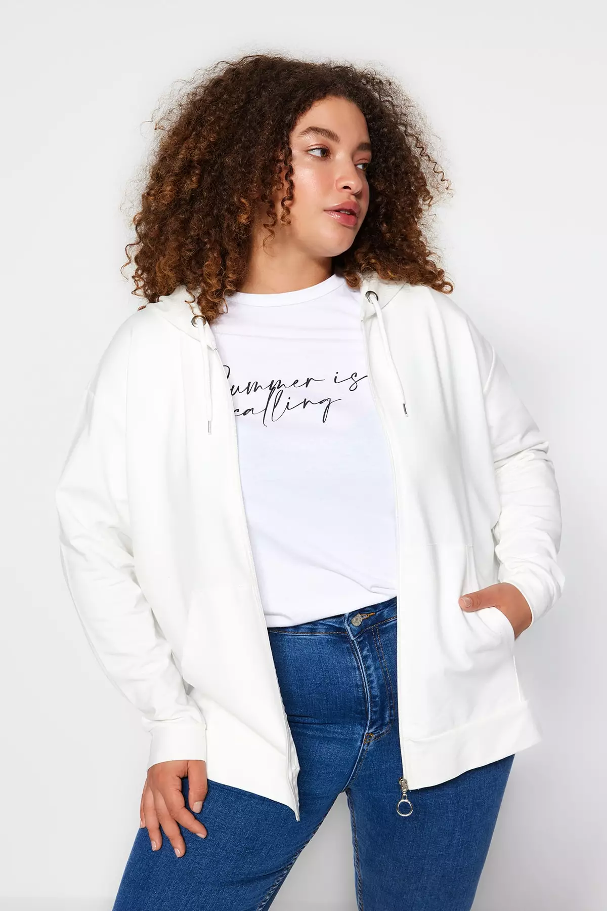 Thin cheap white hoodie