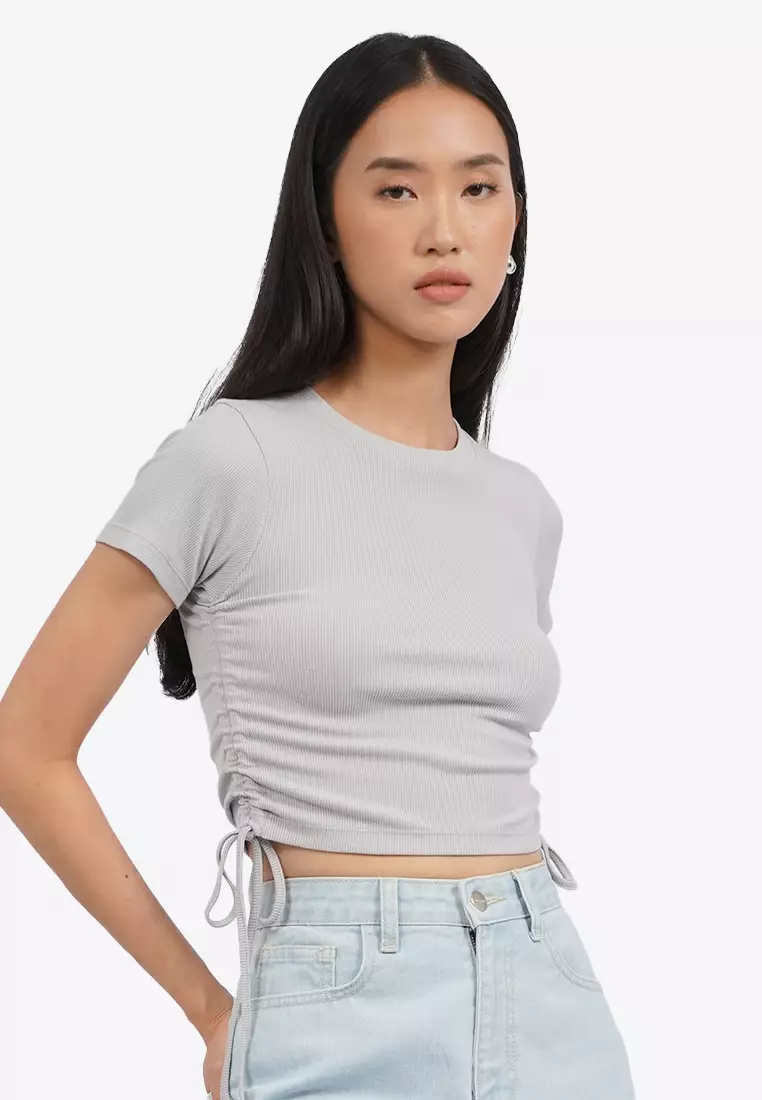 Short Sleeve Crop Top with Side Tie