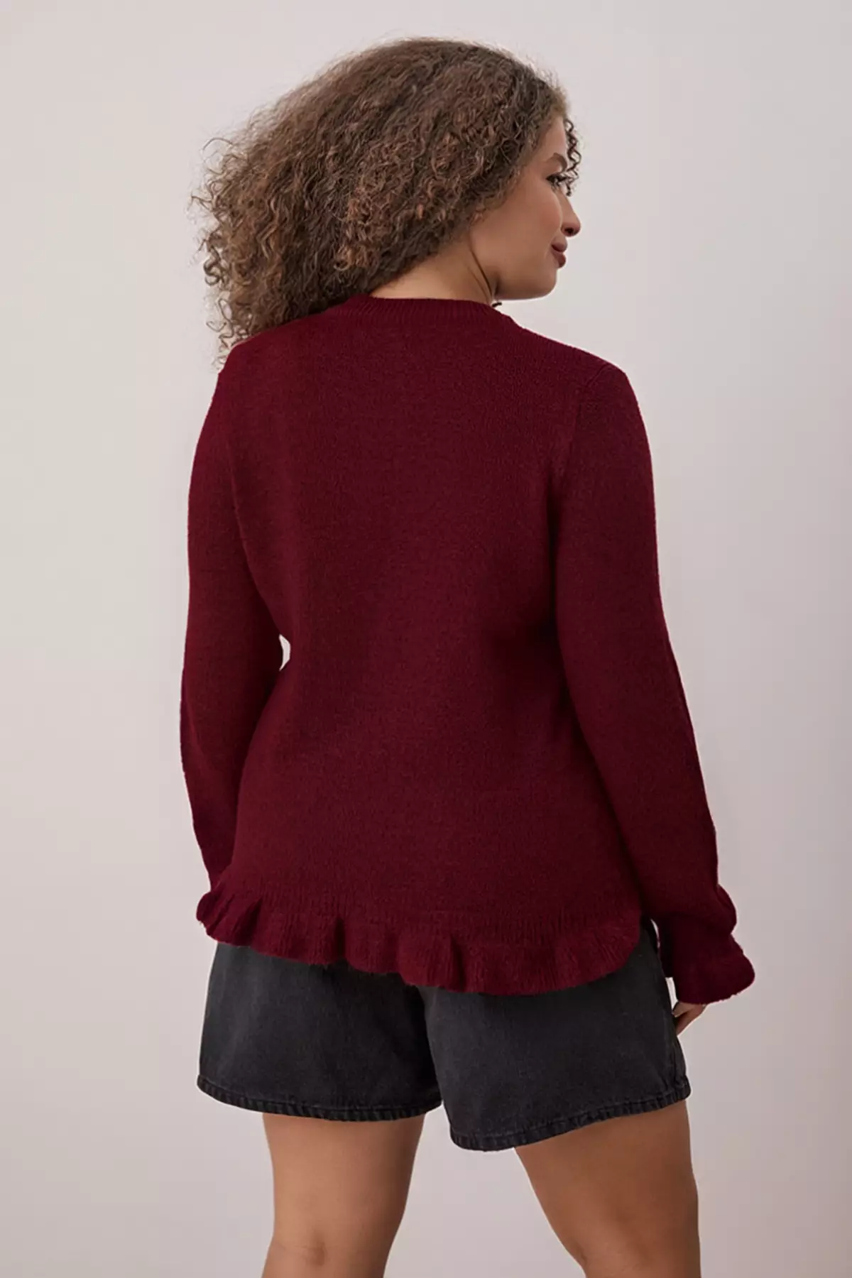 Burgundy Button & Flywheel Detailed Soft Textured Knitwear Cardigan Tbbaw26Av00031