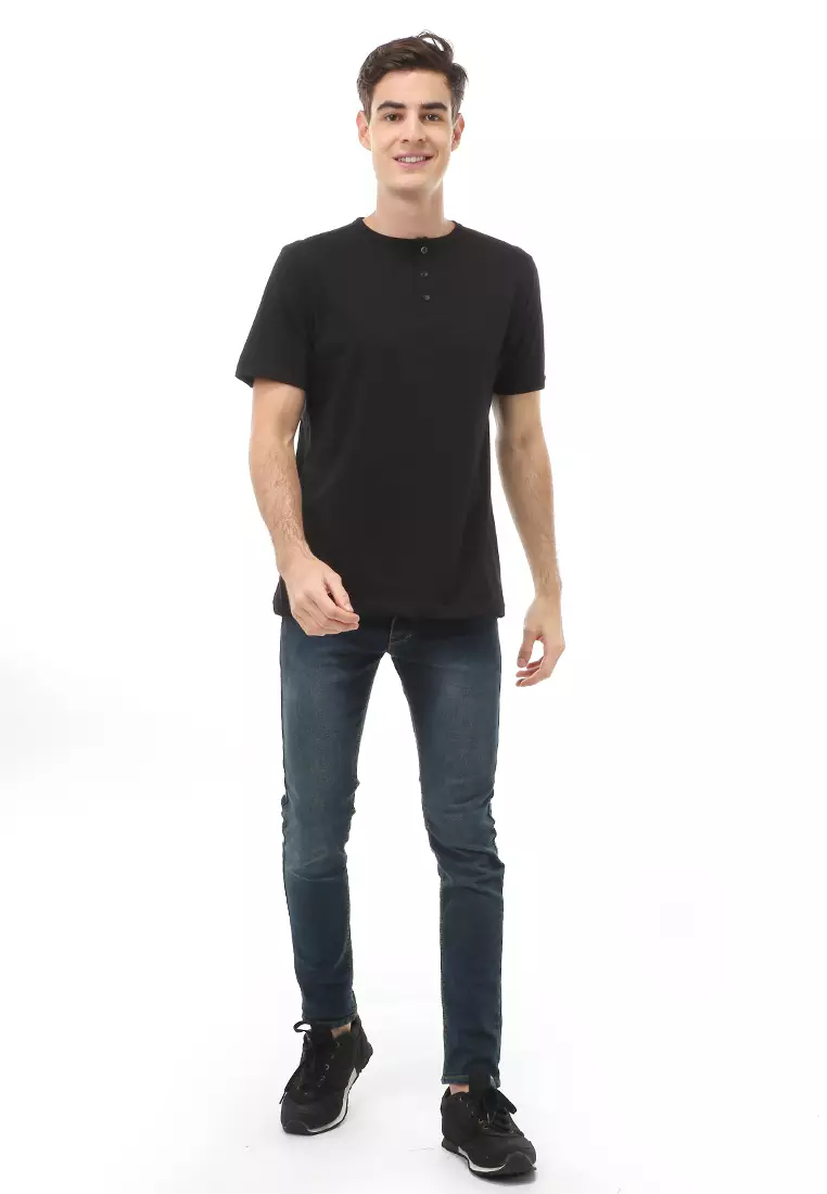 Jack T-Shirt Atasan Kasual Kaos Polos Pria Model Kancing Lengan Pendek Material Cotton ORIGINAL