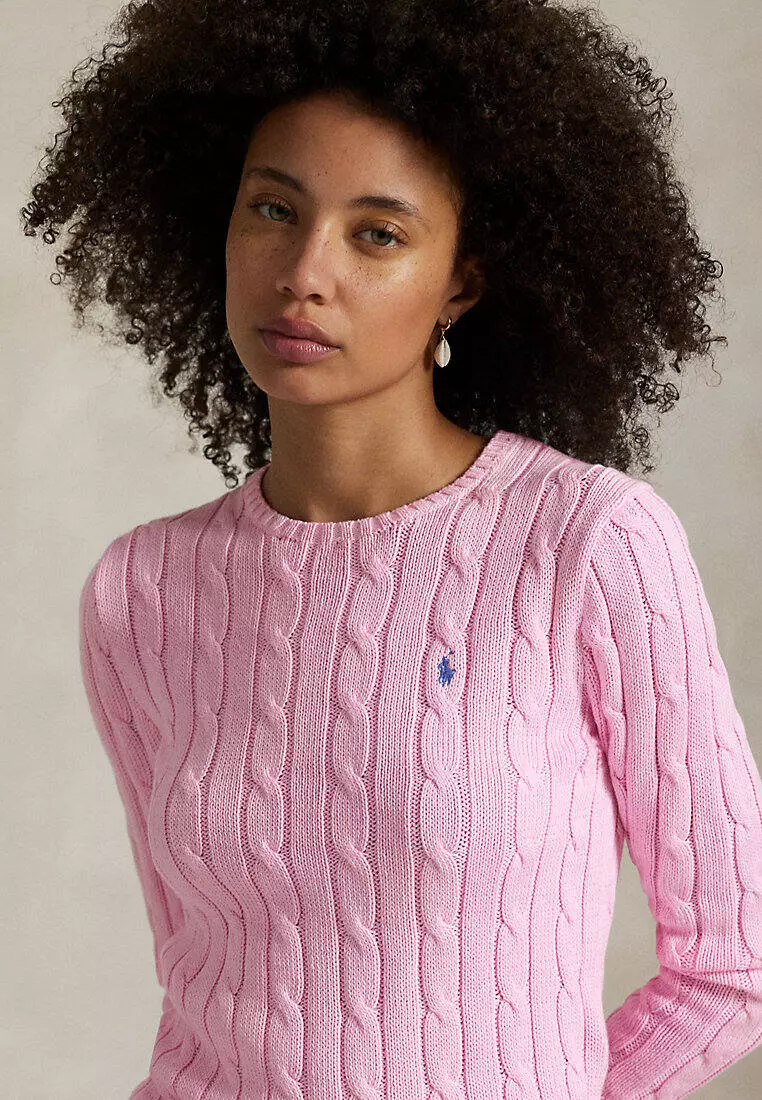 Cable-Knit Cotton Crewneck Sweater