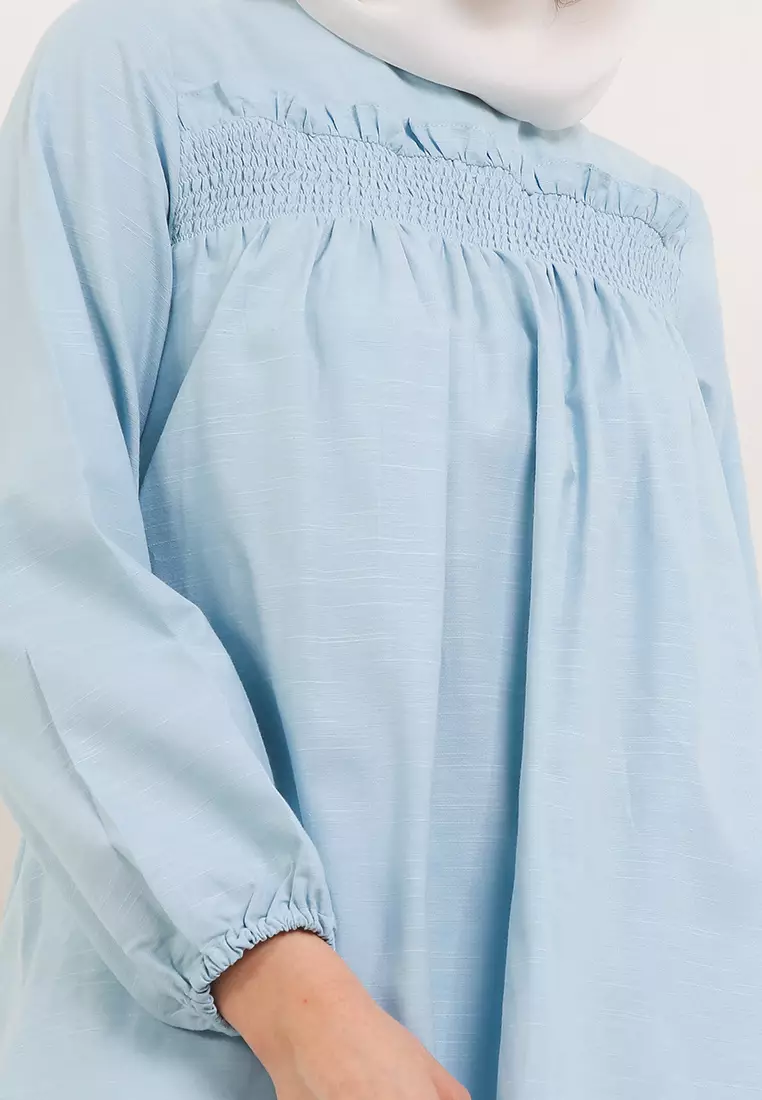 MFMW Tagore Atasan Blouse Biru Tosca