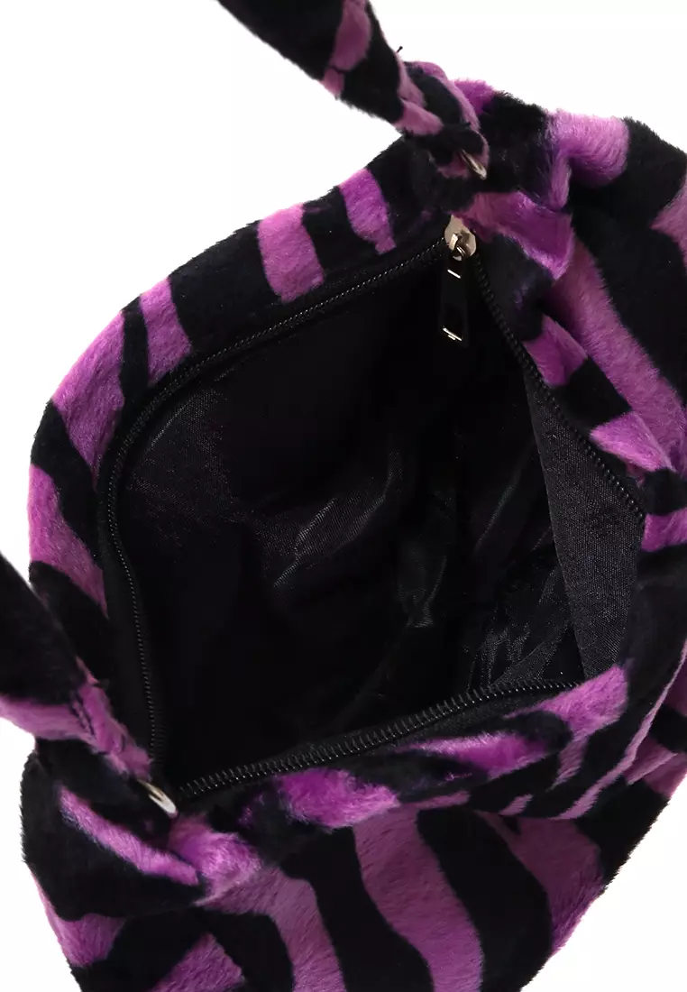 Zaskia Shoulder Bag Wanita Motif Animal Premium Quality - Harimau Ungu