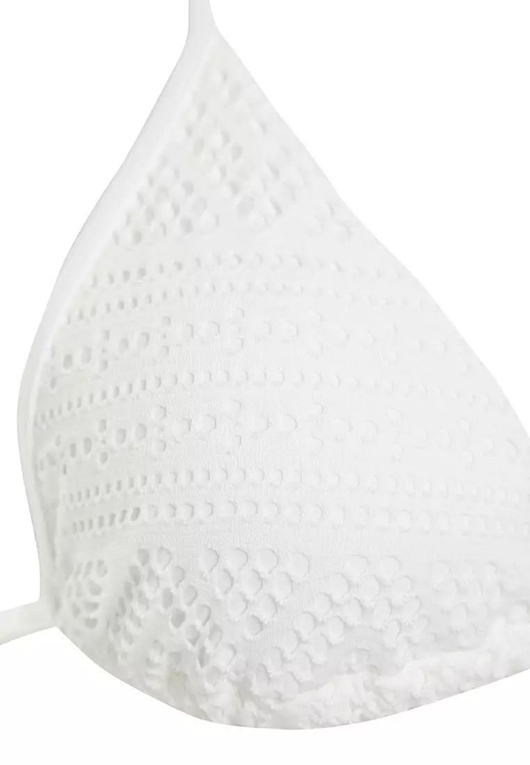 White Triangle Tie Textured Regular Bikini Set TBESS24BT00024