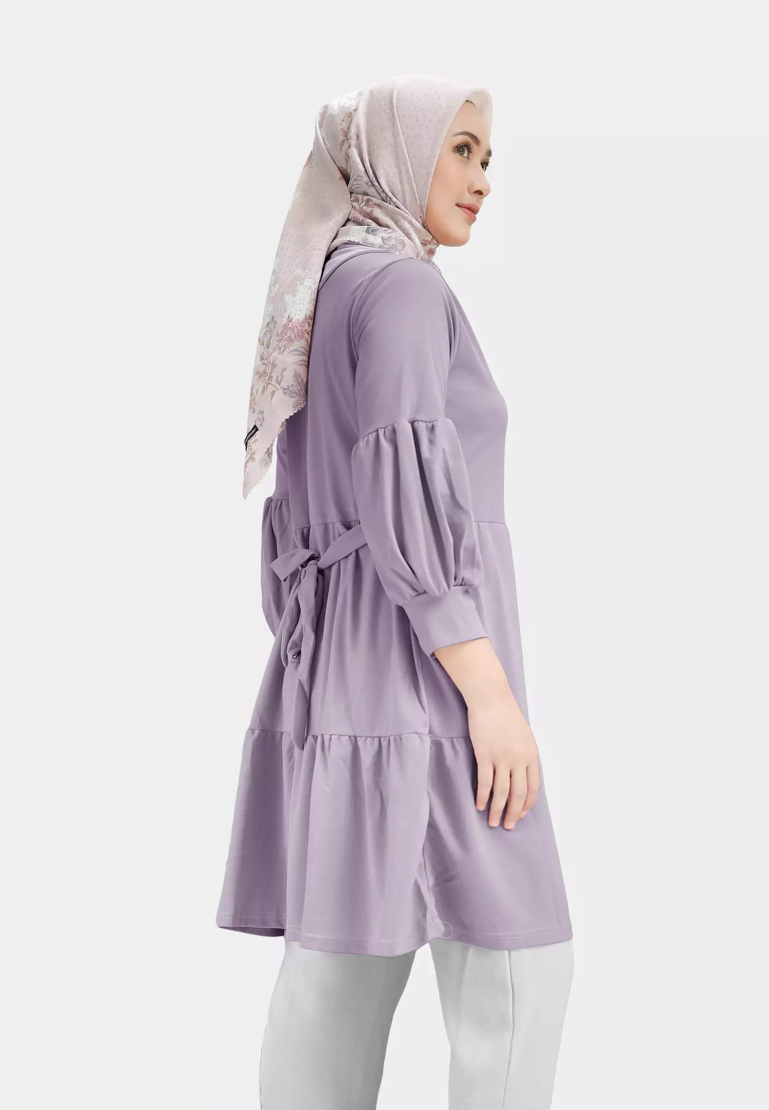 Pralisa Daily Tunic Blouse | Atasan Wanita Lengan Balon - Lavender Petal