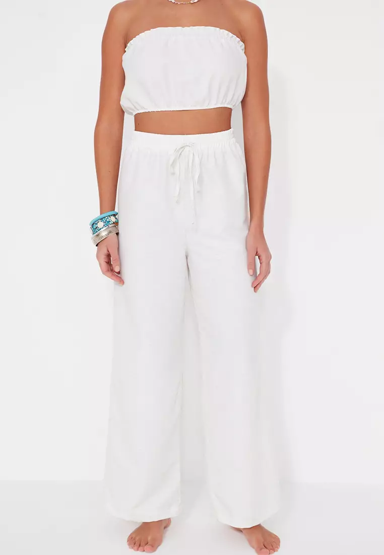 Linen Look Blouse Pants Set