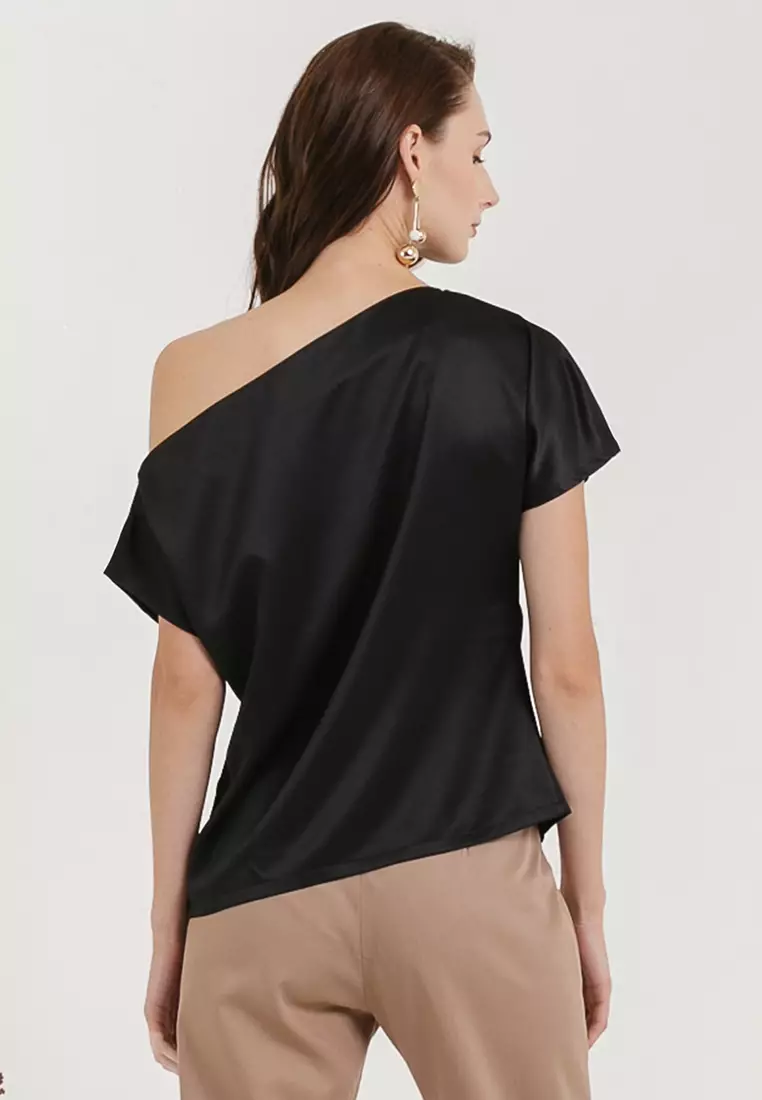 Sabina One Shoulder Top in Black
