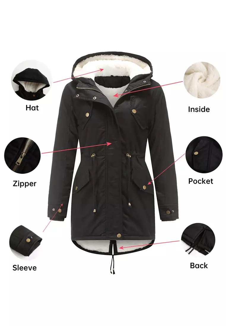 Fleece-lined Hooded Cotton Coat AD-D337