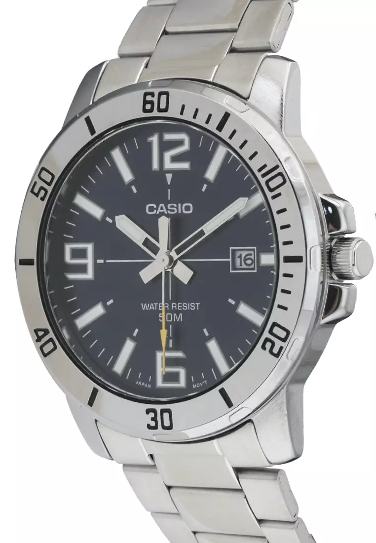 CASIO Men Analog MTP-VD01D-2BVUDF Black Silver
