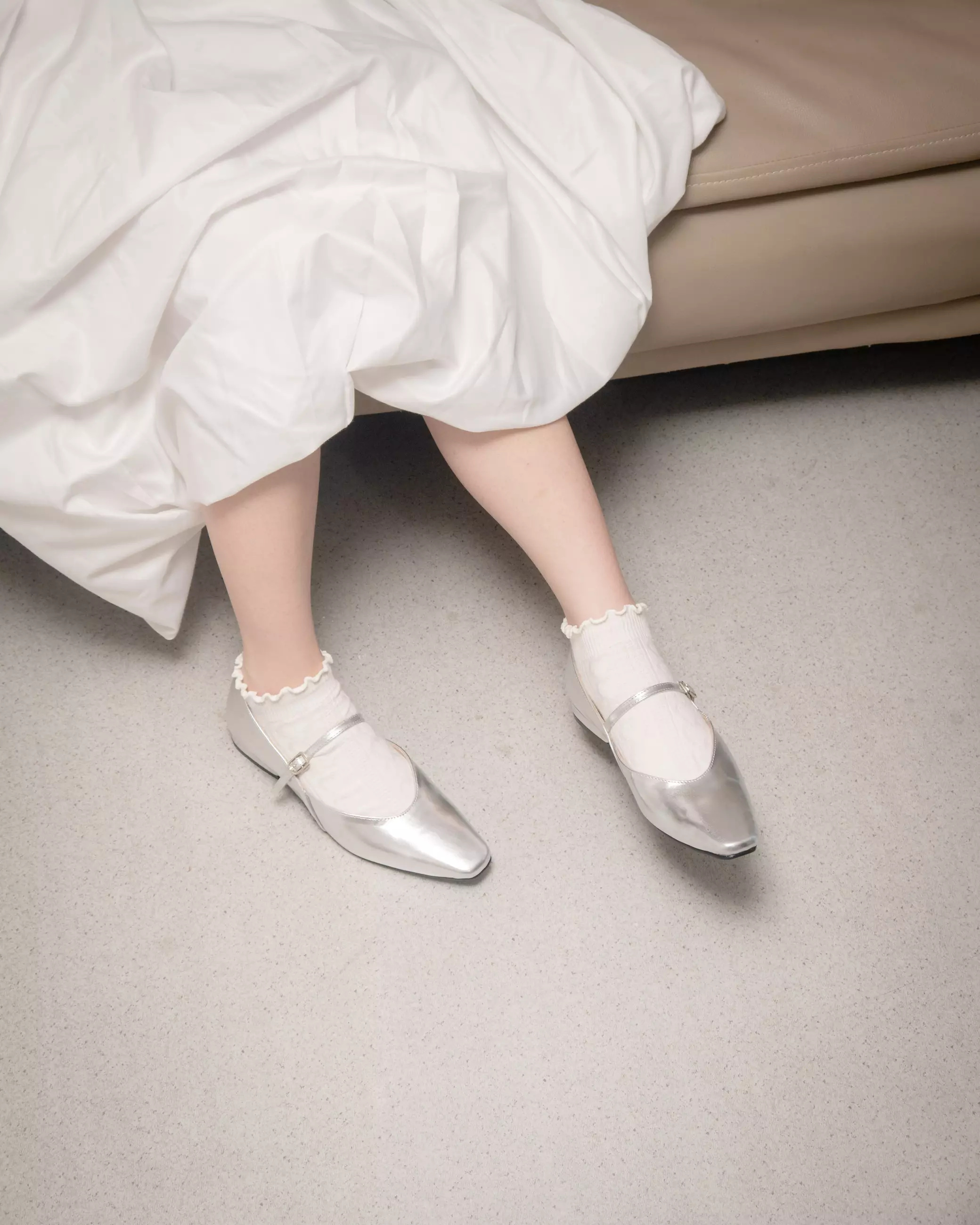 Jolie Flat Shoes in Silver