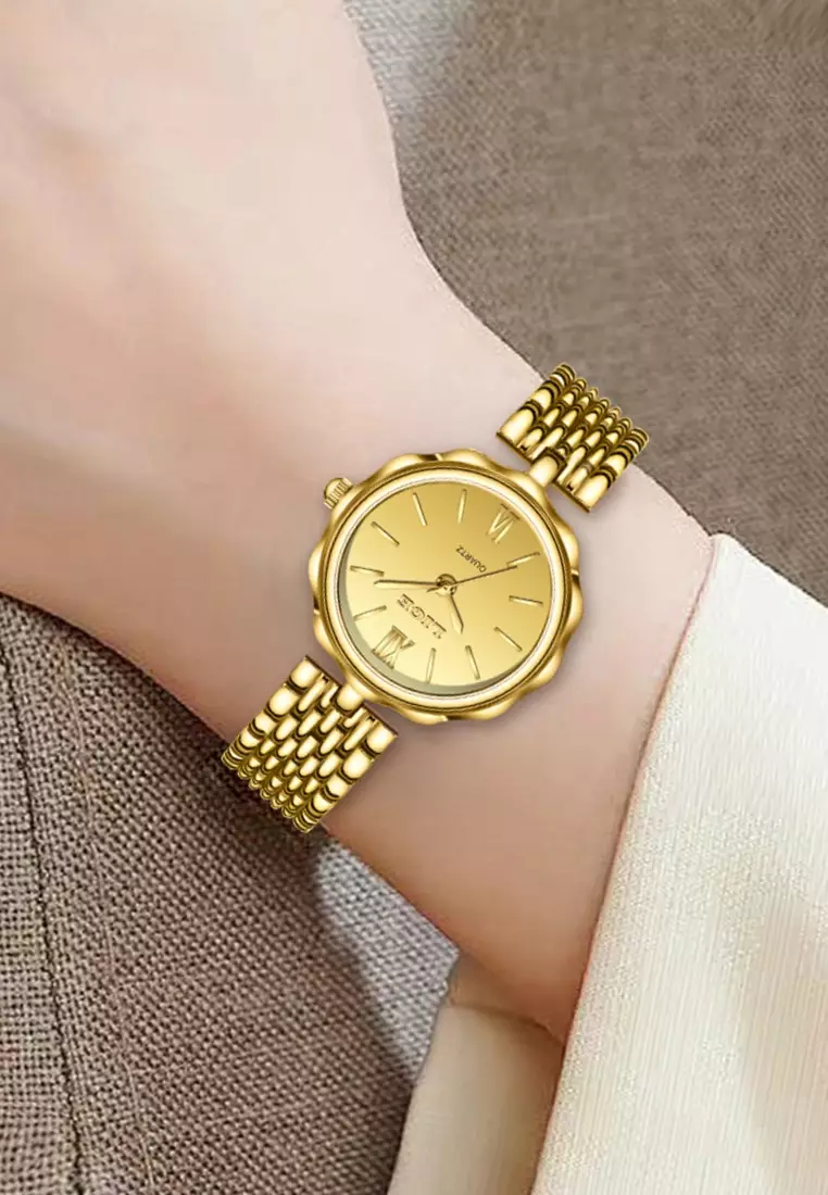 Ladies IP Gold Stainless Steel Quartz Watch, Stainless Steel Bracelet