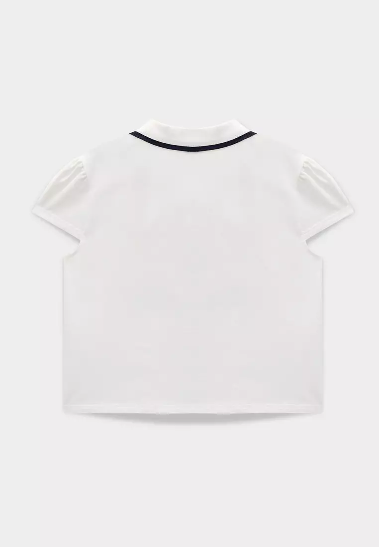 Polo Crop Top - White
