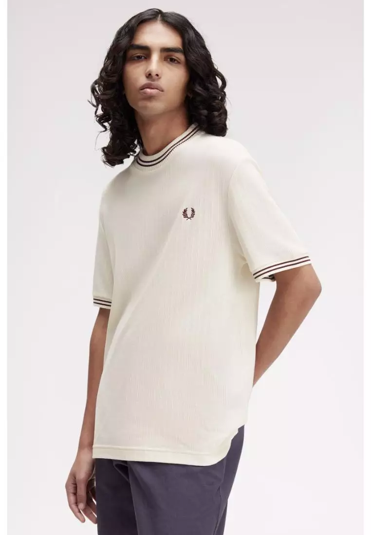 Fred Perry M8679 Ribbed Jersey T-Shirt (Ecru)