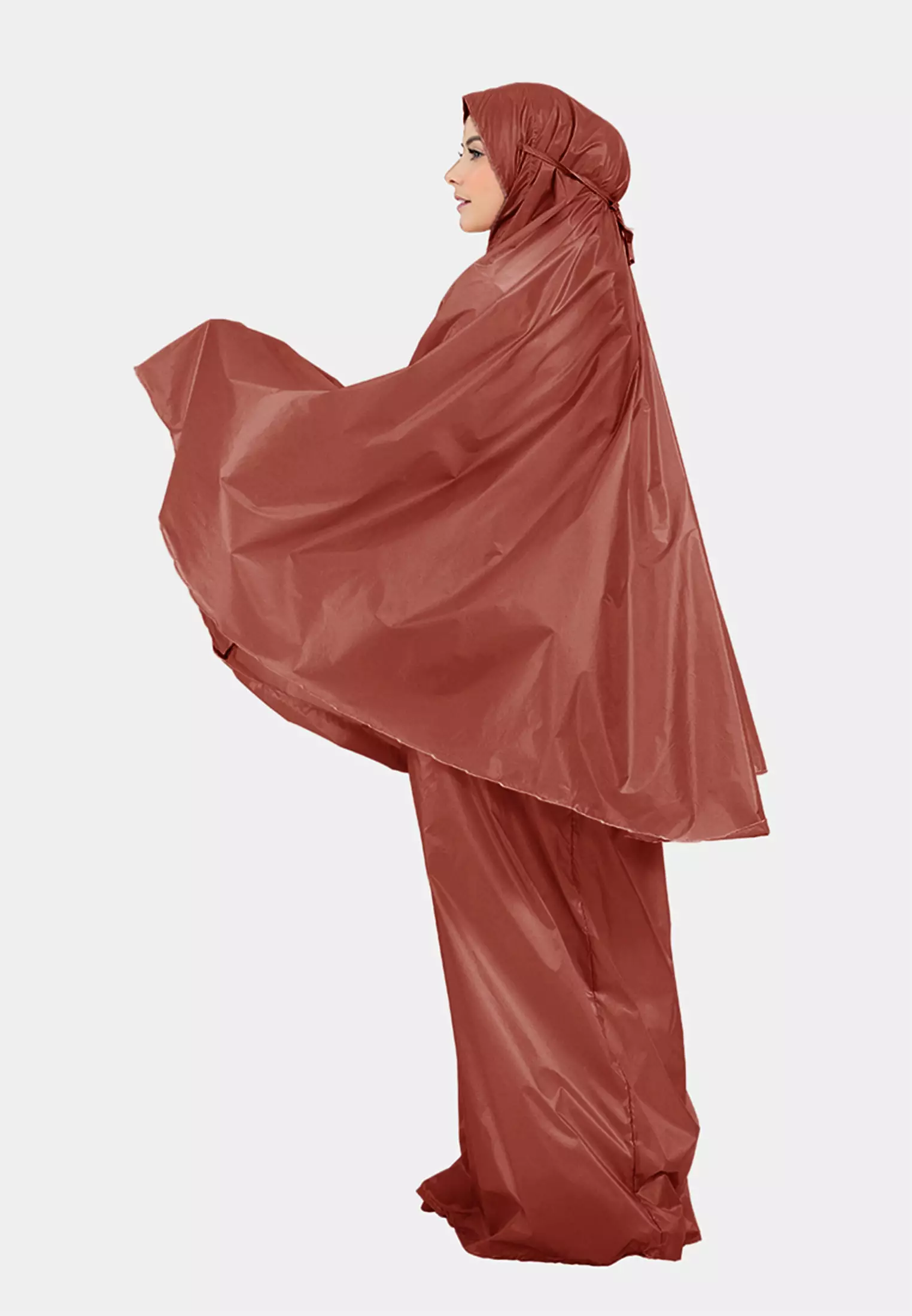 Zelena - Jayda Travel Prayer Set | Mukena Dewasa Basic Resleting 2in1 - Fired Brick