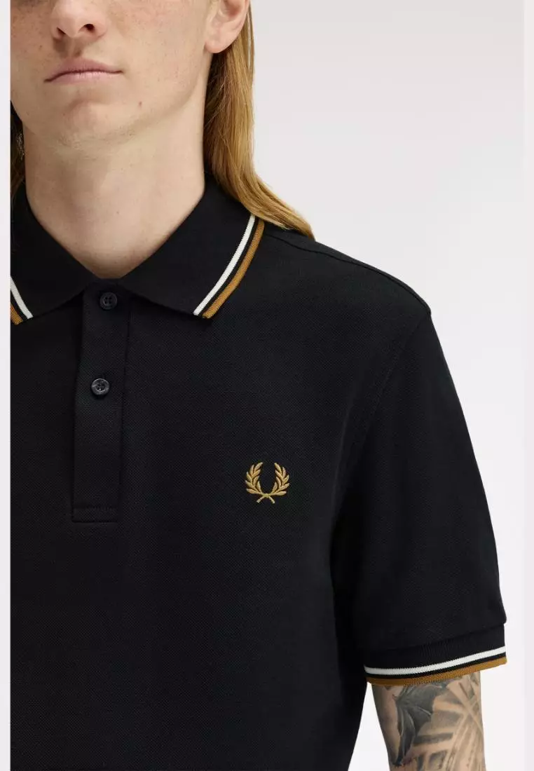 Fred Perry M3600 Twin Tipped Fred Perry Shirt (Black / Ecru / Dark Caramel)