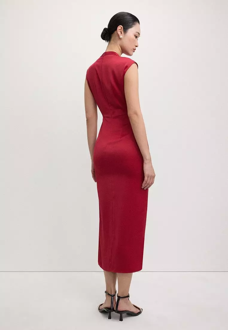 Rose Accent Maxi Dress - Red