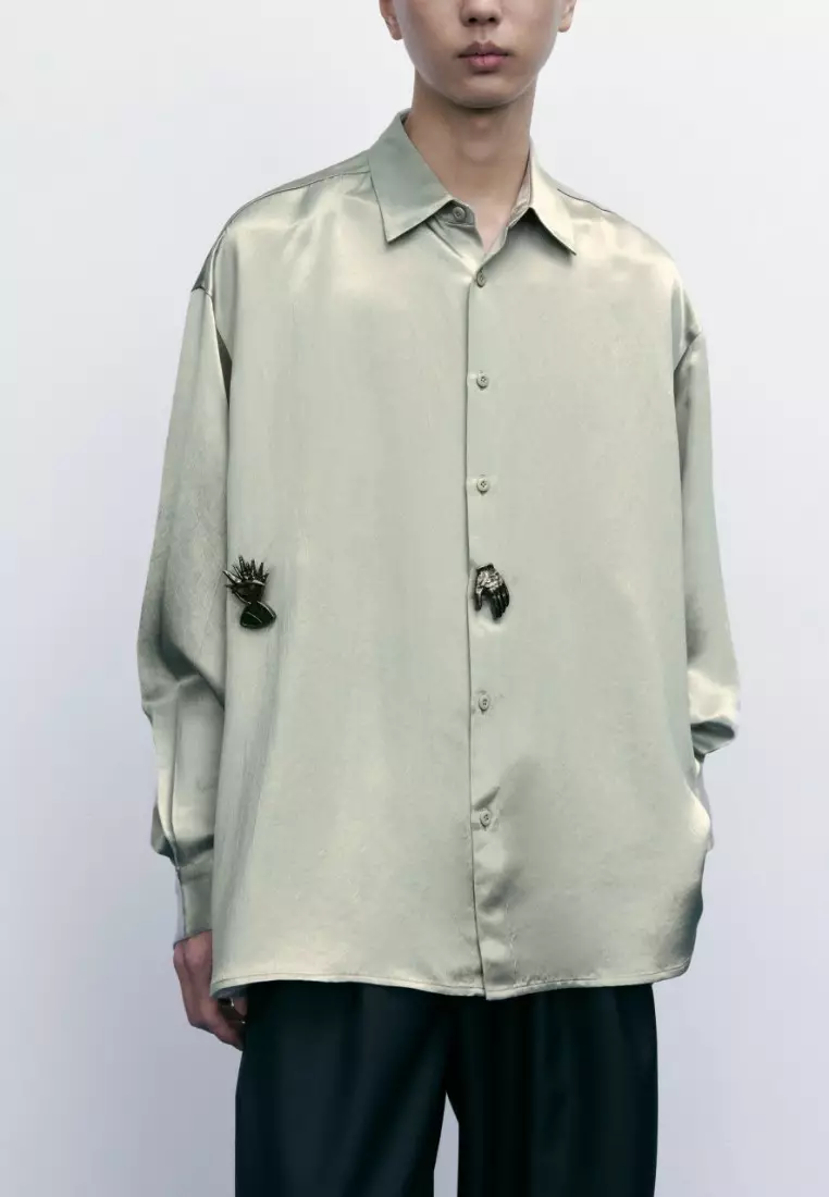 Buy Urban Revivo Button Up Loose Shirt in Dark Grey 2024 Online